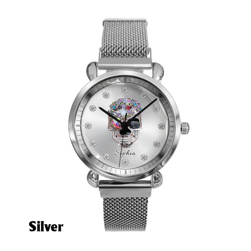 Shiny Skull Luxe - Personalized Skull Women Hand Watch