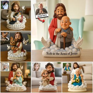 En sécurité dans les bras de Jésus - Plaque commémorative personnalisée en acrylique de forme personnalisée