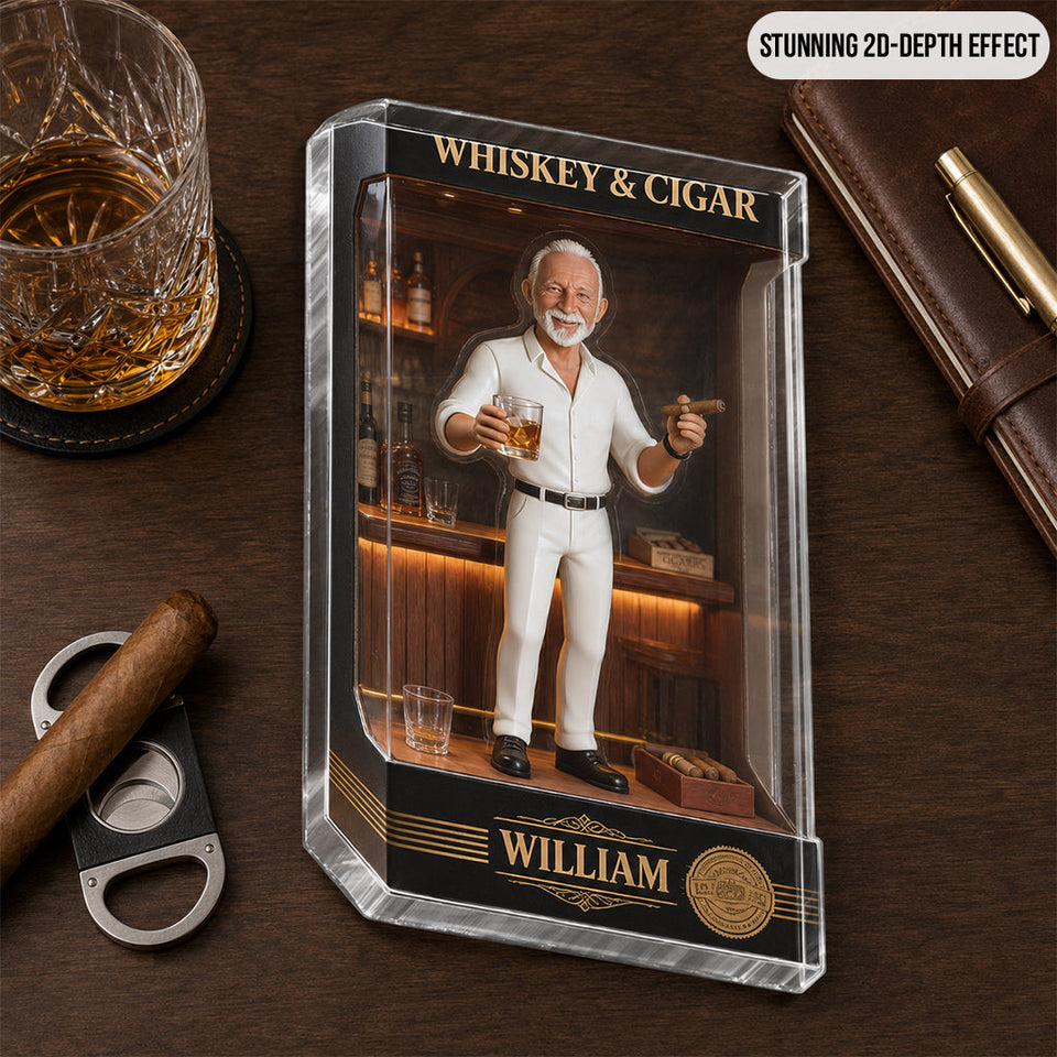 Whiskey And Cigar - Personalized Whisky Custom Shaped Acrylic Plaque