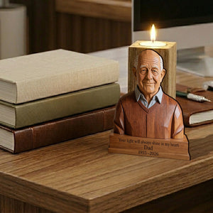 In Loving Memory - Personalized Memorial Custom Shape Wooden Candle Holder