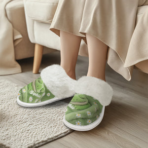 Love Frog - Personalized Frog Slippers With Fur Lining