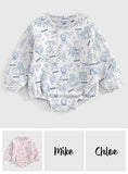 Toil de Jouy Nursery Pattern - Personalized Kid Long Sleeve Onesie