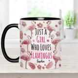 Just A Girl Who Loves Flamingos - Personalized Flamingo Accent Mug