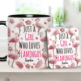Just A Girl Who Loves Flamingos - Personalized Flamingo Accent Mug
