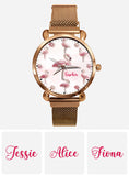 Elegance in Bloom Flamingo - Personalized Flamingo Women Hand Watch