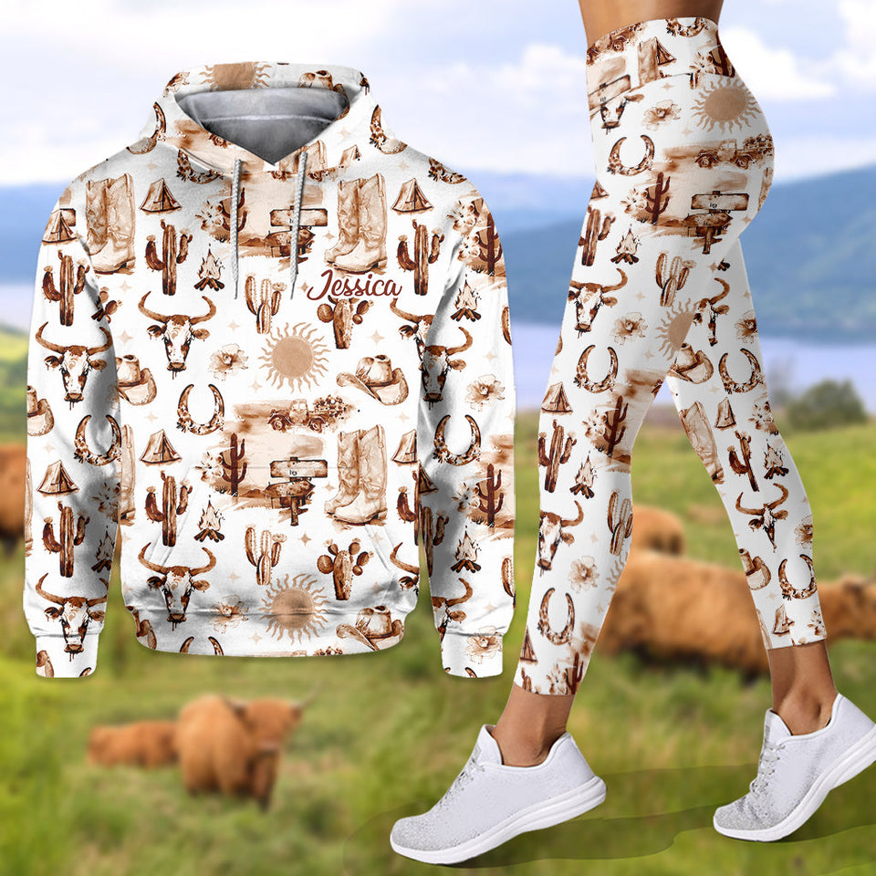 Cowgirl Spirit - Personalized Cowgirl Hoodie and Leggings