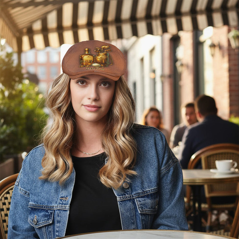 Golf & Whiskey - Personalized Golf Newsboy Cap