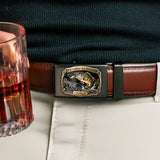 I'd Rather Be Fishing - Personalized Fishing Leather Belt With Shaped Buckle