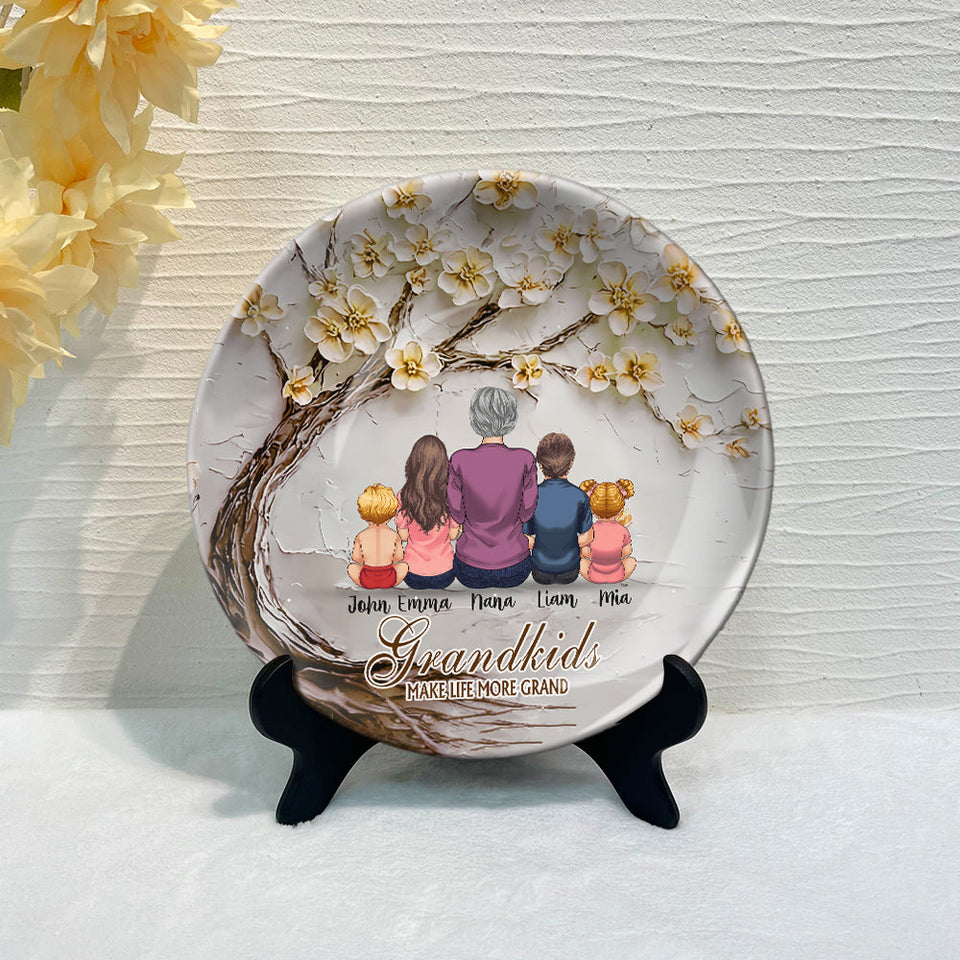 Grandkids Make Life More Grand - Personalized Grandma Ceramic Round Plate