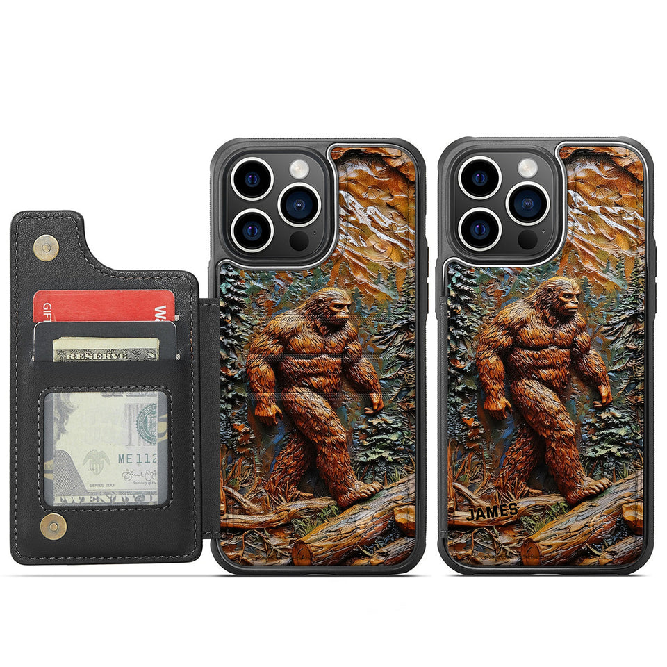 Bigfoot In Forest - Personalized Hiking Fully Printed Wallet Phone Case