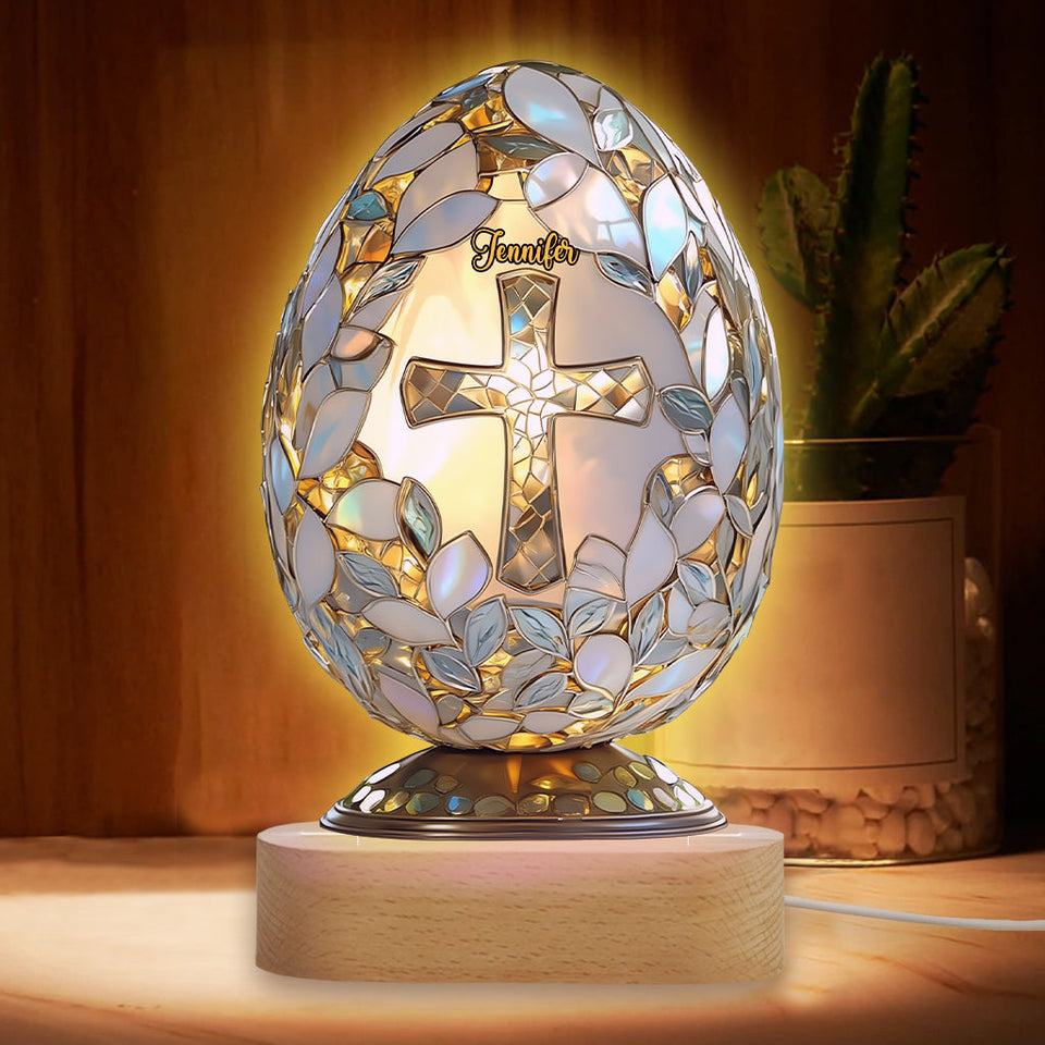 Easter Blessing - Personalized Easter Day Shaped Plaque Light Base