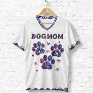 Proud Dog Mom - Personalized Dog Fully Printed V-Neck T-Shirt