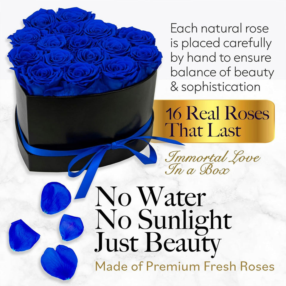 16 Roses Flower Forever Heart Shape Box