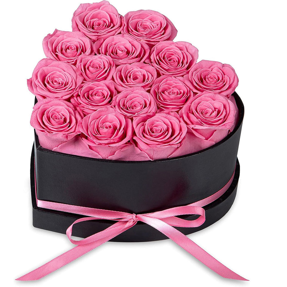 16 Roses Flower Forever Heart Shape Box