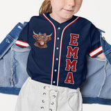 Patriotic Highland Cow - Personalized Highland Cow Baseball Jersey
