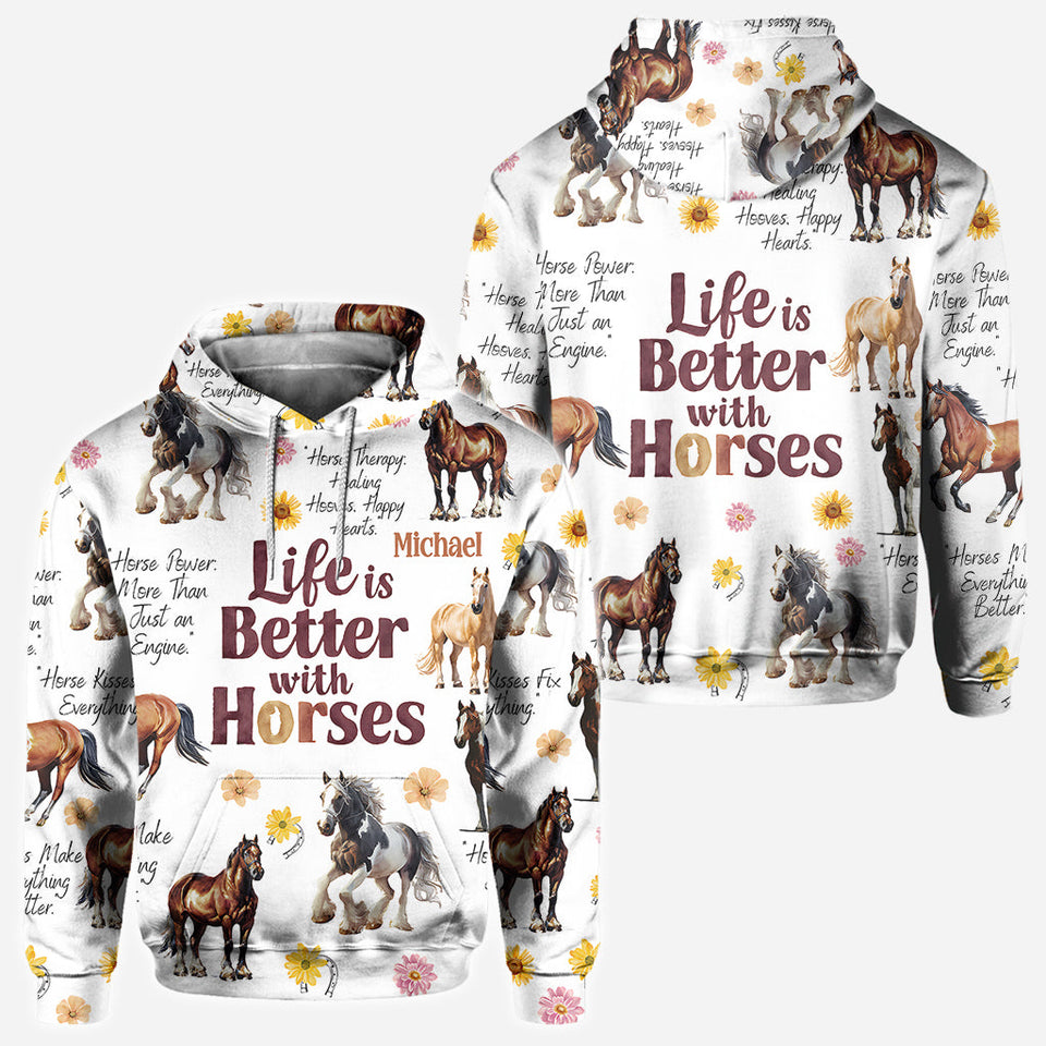 Life Is Better With Horses - Personalized Horse All Over Shirt