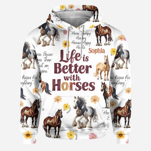 Life Is Better With Horses - Personalized Horse Hoodie and Leggings