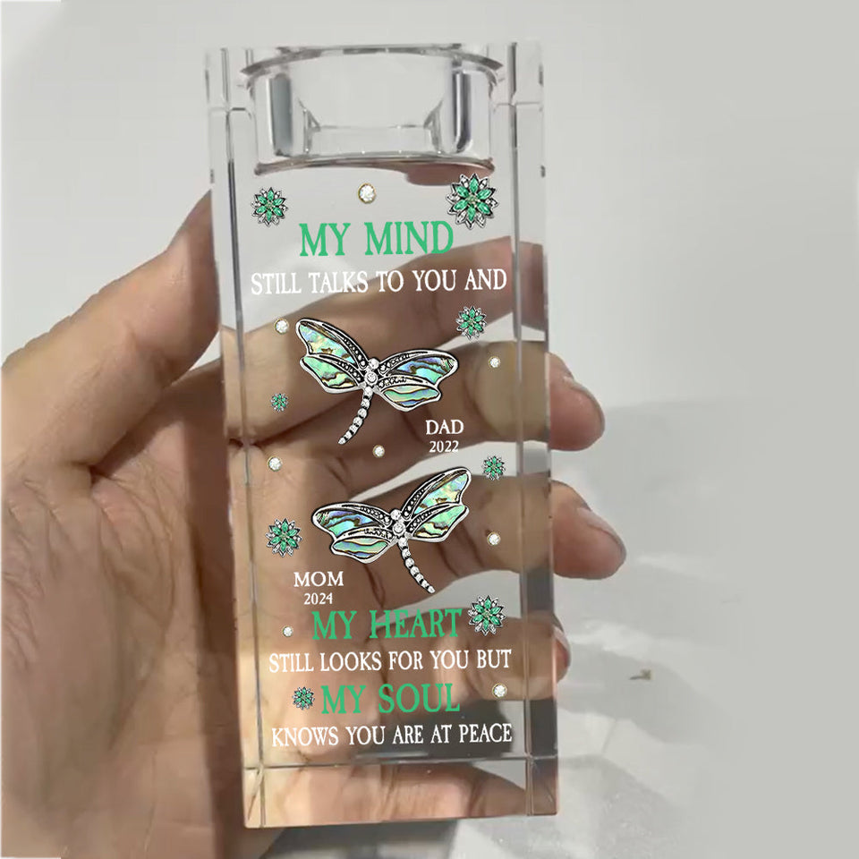 My Mind Still Talks To You - Personalized Memorial Glass Candle Holder