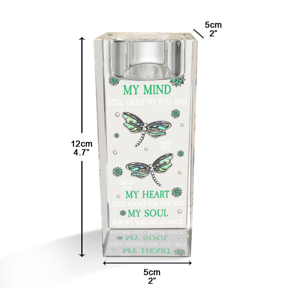 My Mind Still Talks To You - Personalized Memorial Glass Candle Holder