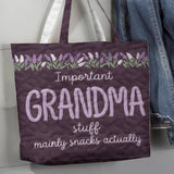Important Nana Stuff Mainly Snacks Actually - Personalized Grandma Quilted Tote Bag