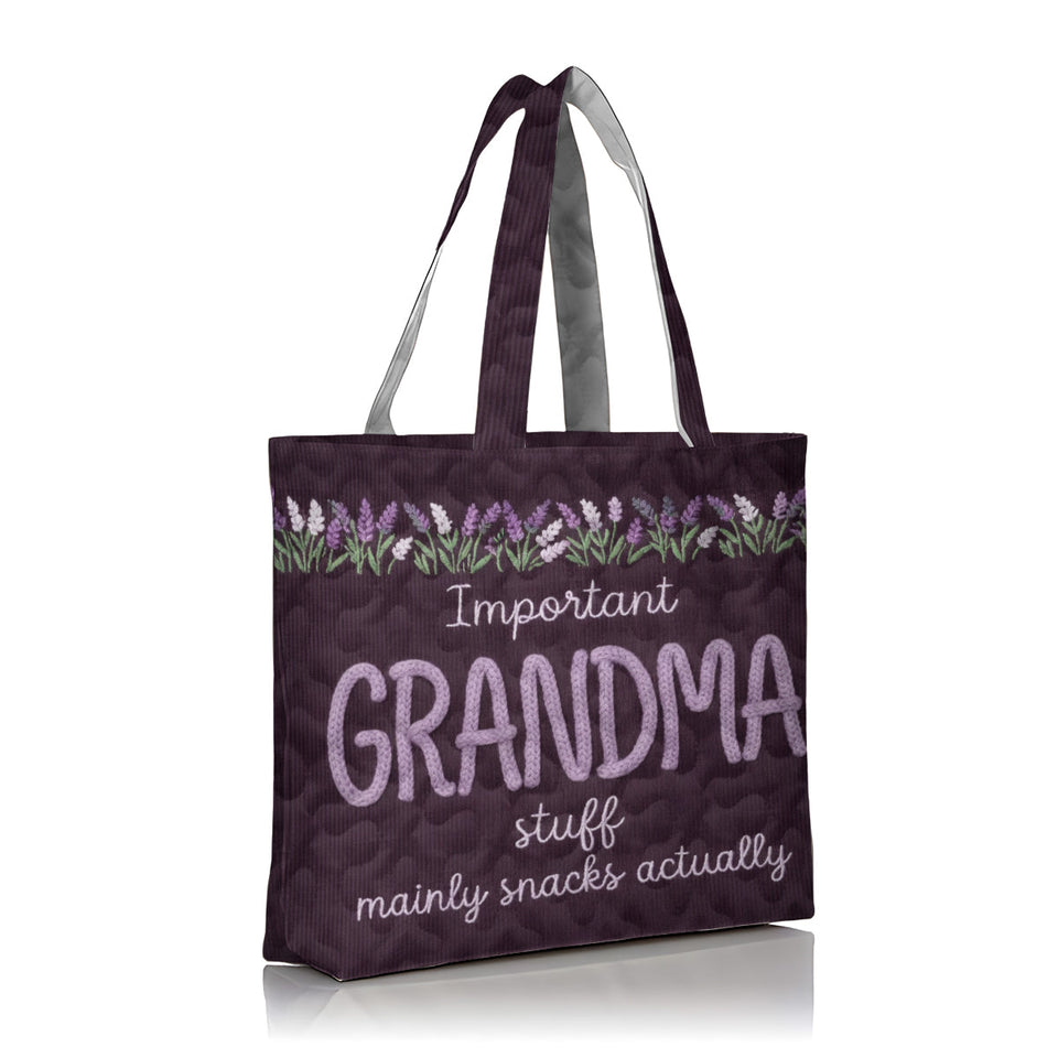 Important Nana Stuff Mainly Snacks Actually - Personalized Grandma Quilted Tote Bag
