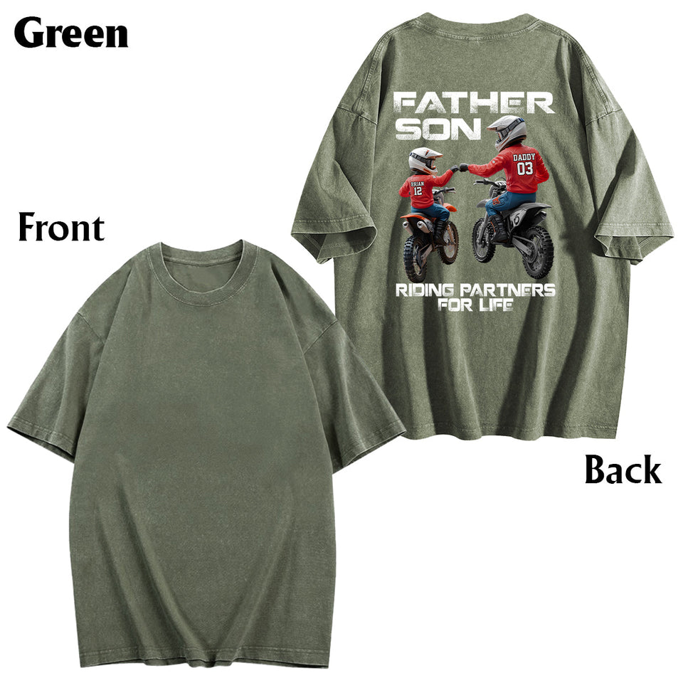 Dirt Bike Dad And Kid - Personalized Dirt Bike Wash T-shirt