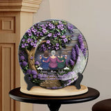 Mother And Daughters Forever Linked Together - Personalized Mother Ceramic Round Plate