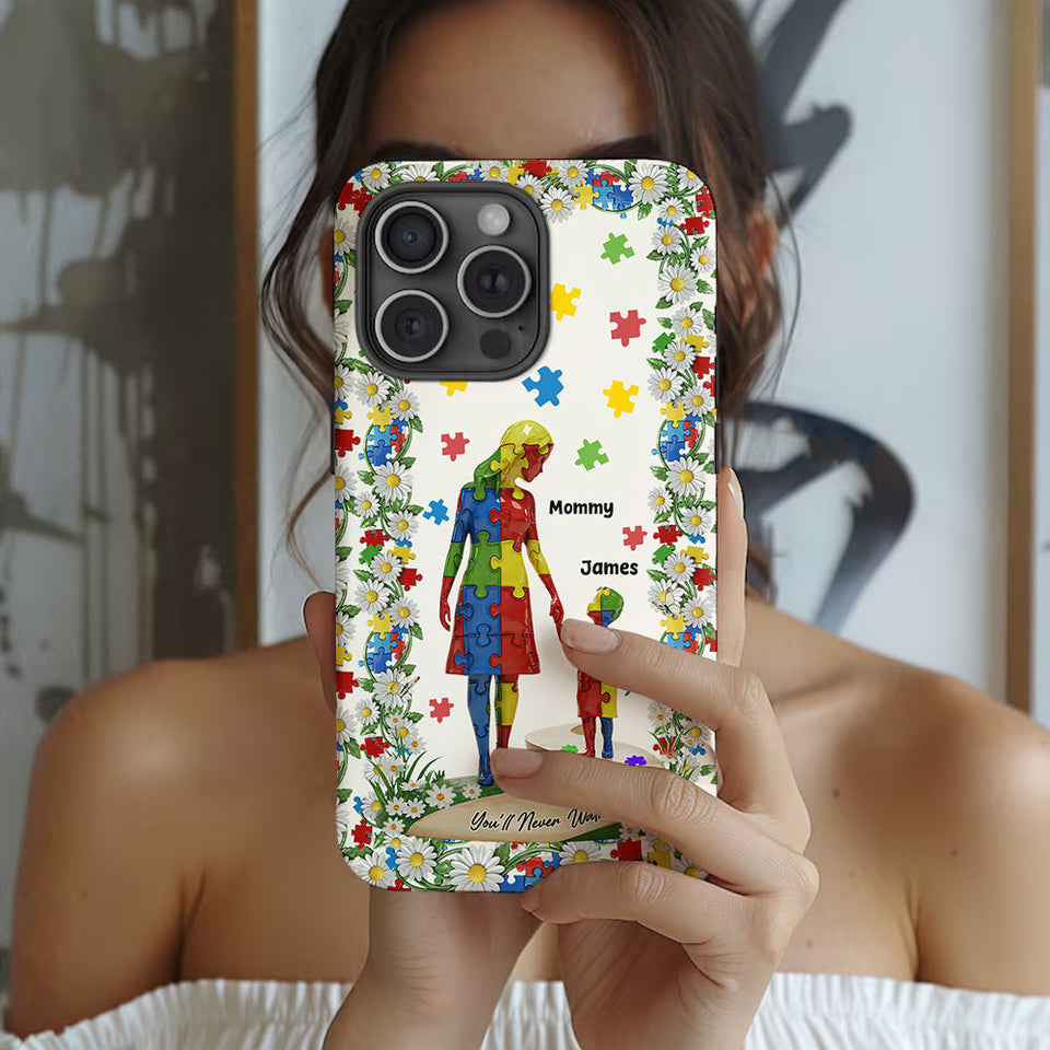 Tu ne marcheras jamais seul - Coque de téléphone personnalisée avec impression intégrale pour la sensibilisation à l'autisme