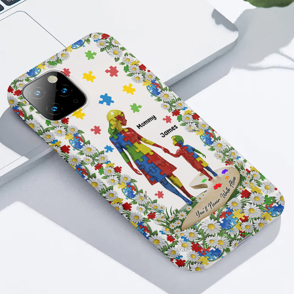 Tu ne marcheras jamais seul - Coque de téléphone personnalisée avec impression intégrale pour la sensibilisation à l'autisme