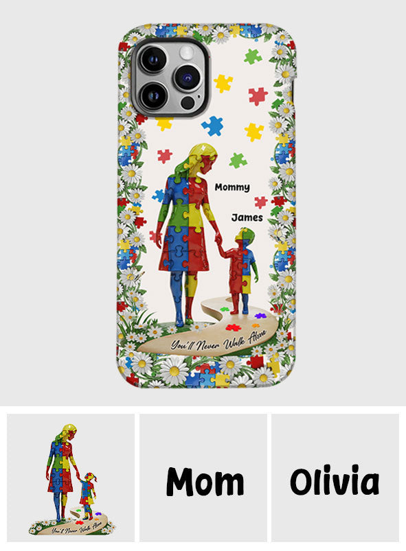 Tu ne marcheras jamais seul - Coque de téléphone personnalisée avec impression intégrale pour la sensibilisation à l'autisme