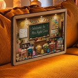 Back To School - Personalized Teacher Wooden Light Shadow Box