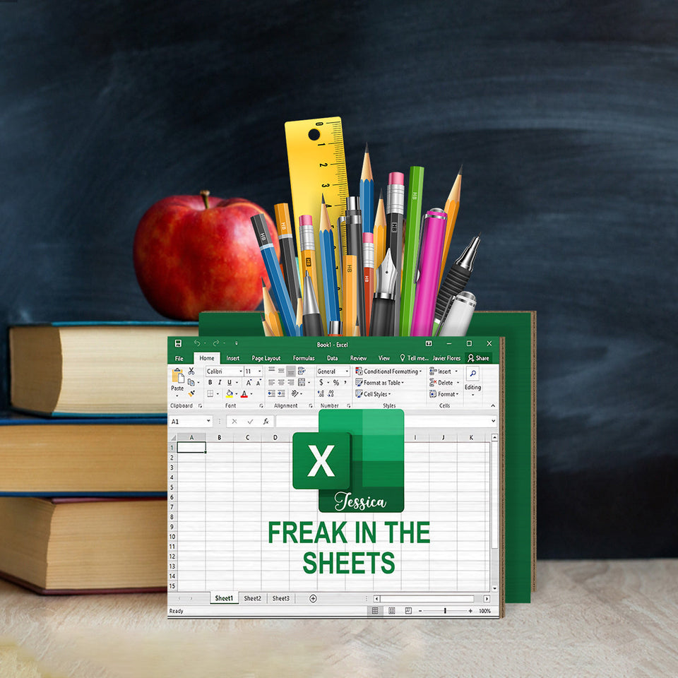 Freak In The Sheets - Personalized Colleague Wooden Pen Holder