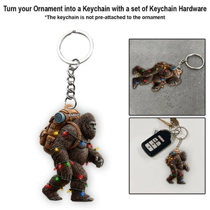 Sasquatch Holiday Spirit - Personalized Hiking Ornament