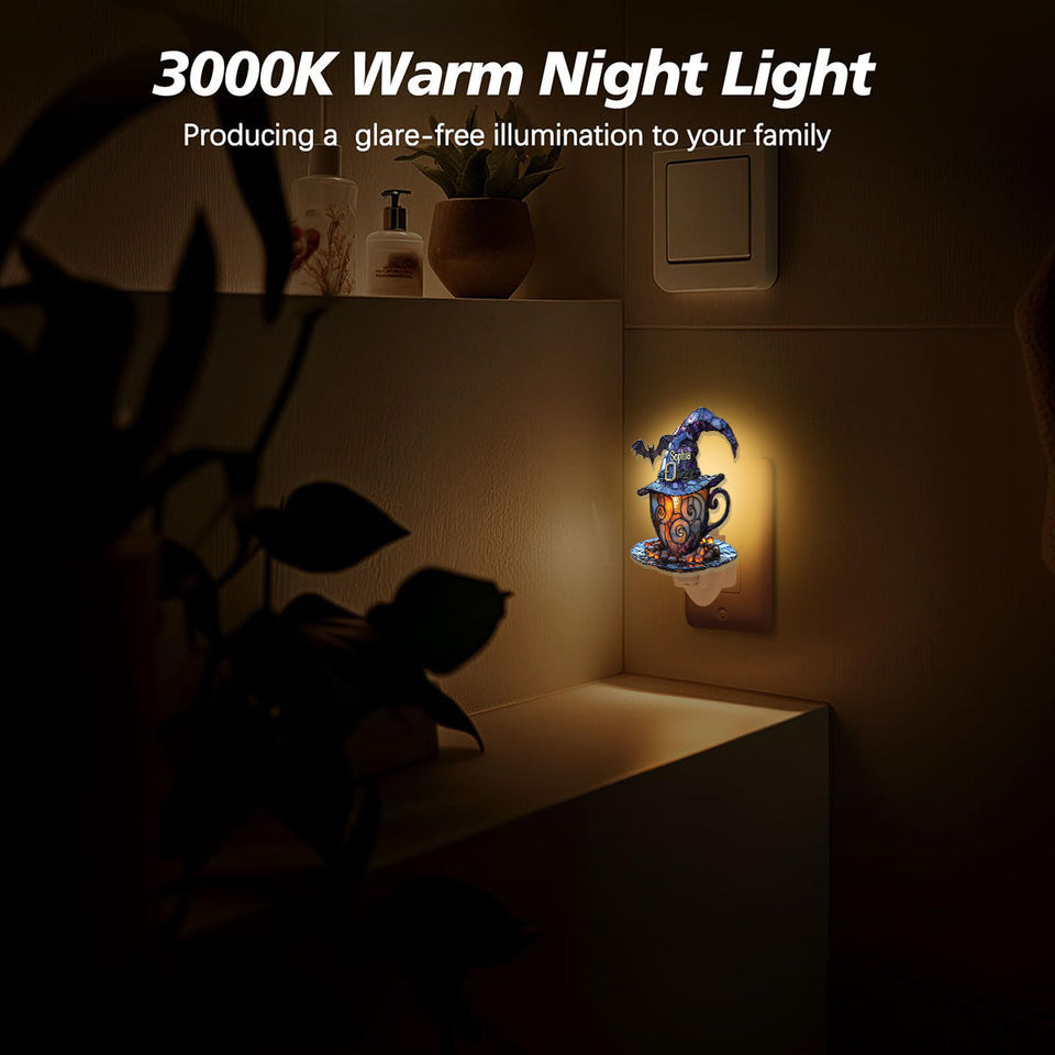Witch Hat And Coffee Mug - Personalized Witch Acrylic Plug-In Night Light