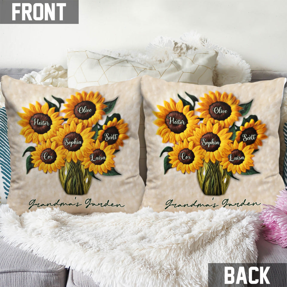 Grandma's Mom's Garden - Personalized Grandma Throw Pillow