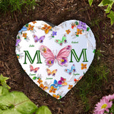 Colorful Butterflies Mom Mama - Personalized Mother Heart Shaped Stone