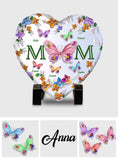 Colorful Butterflies Mom Mama - Personalized Mother Heart Shaped Stone