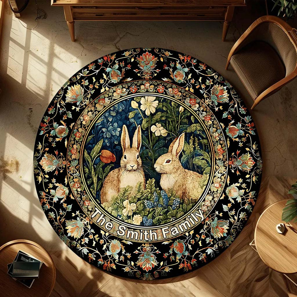 Welcome To Our Sweet Home - Personalized Family Round Rug