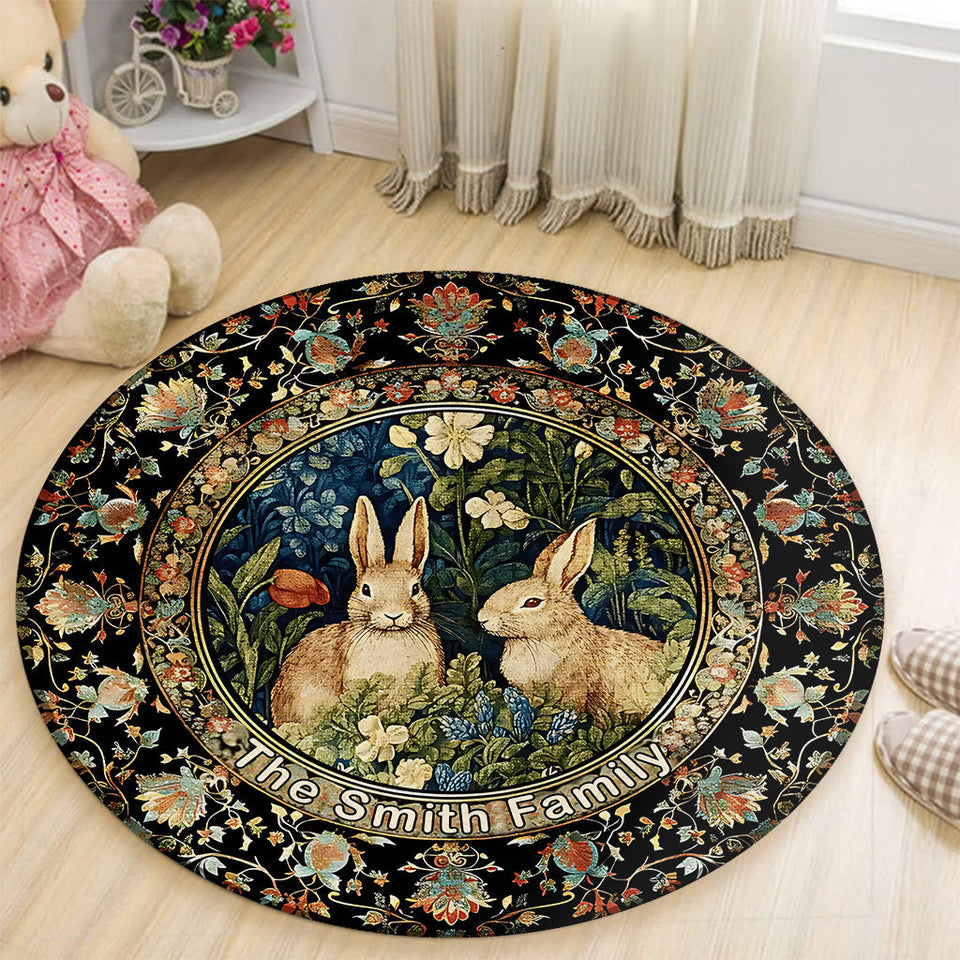 Welcome To Our Sweet Home - Personalized Family Round Rug