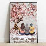 Mother And Daughters Forever Linked Together - Personalized Mother Canvas And Poster