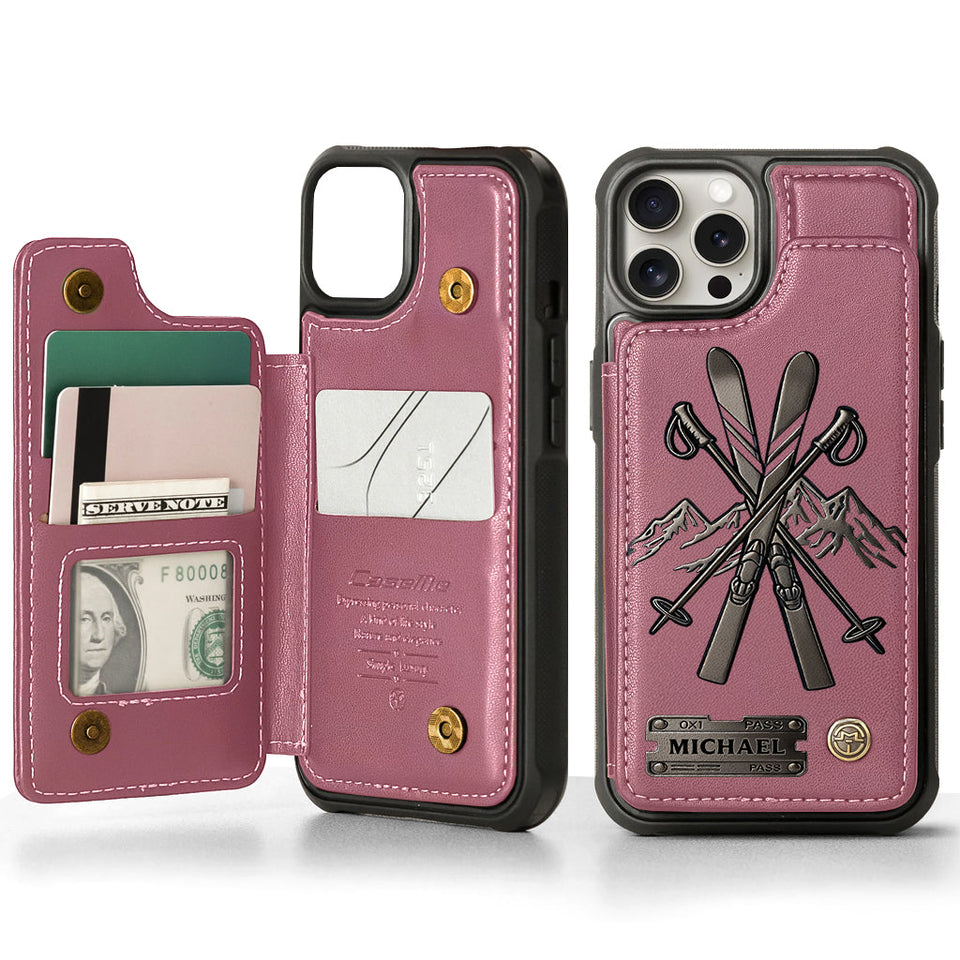 Love Skiing - Personalized Skiing Wallet Phone Case