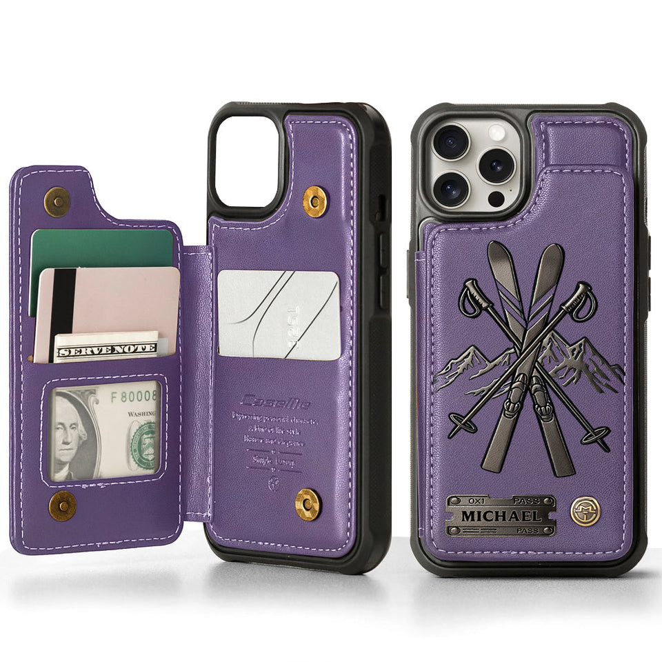 Love Skiing - Personalized Skiing Wallet Phone Case