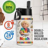 Back To School - Personalized Kid Kids Water Bottle