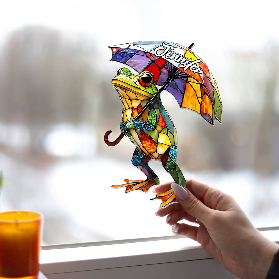 Adorable Frog - Personalized Frog Window Hanging Suncatcher Ornament