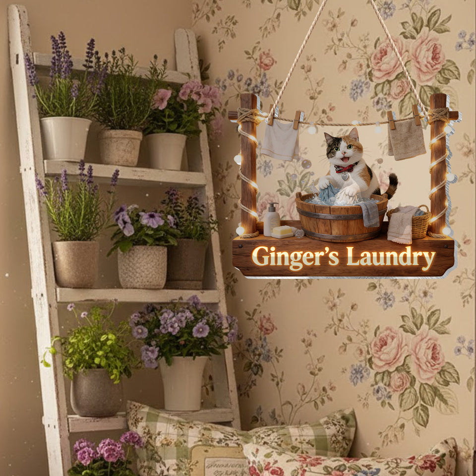 Laundry Boss - Personalized Cat LED Light Acrylic Sign