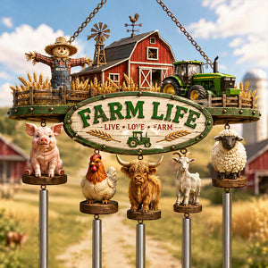 Farm Life - Personalized Farmer Wind Chime With Charm