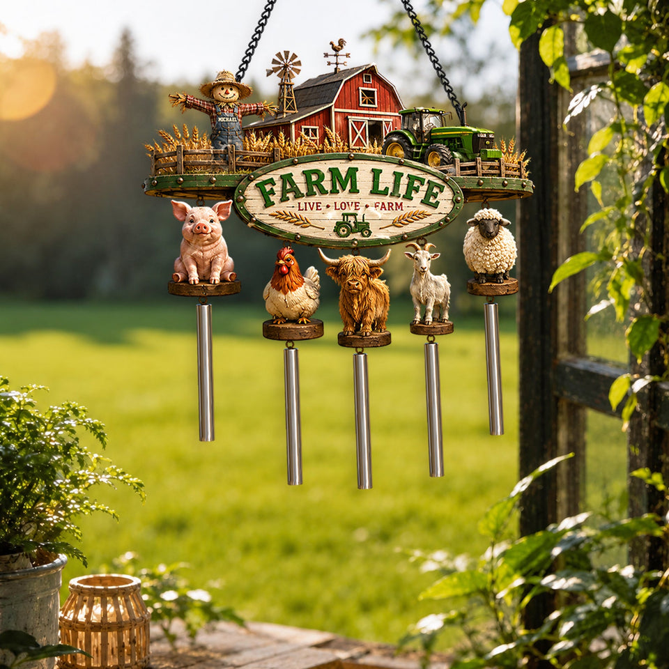 Farm Life - Personalized Farmer Wind Chime With Charm