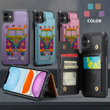 Peace Bus - Personalized Hippie Wallet Phone Case With Leather Charm