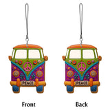 Peace Bus - Personalized Hippie Wallet Phone Case With Leather Charm