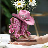 Cowgirl Boots - Personalized Cowgirl Custom Shape Acrylic Flower Vase